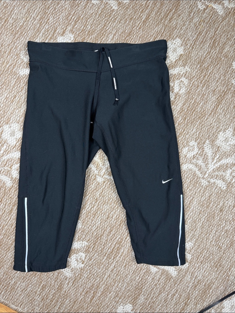 Nike Black Capri Leggings with Reflective Trim